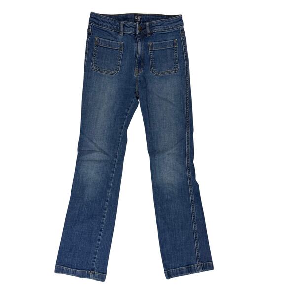 Gap Girls High Rise Flare Jeans Size 12 Blue Stretch Denim Retro Y2K Style - Picture 2 of 7
